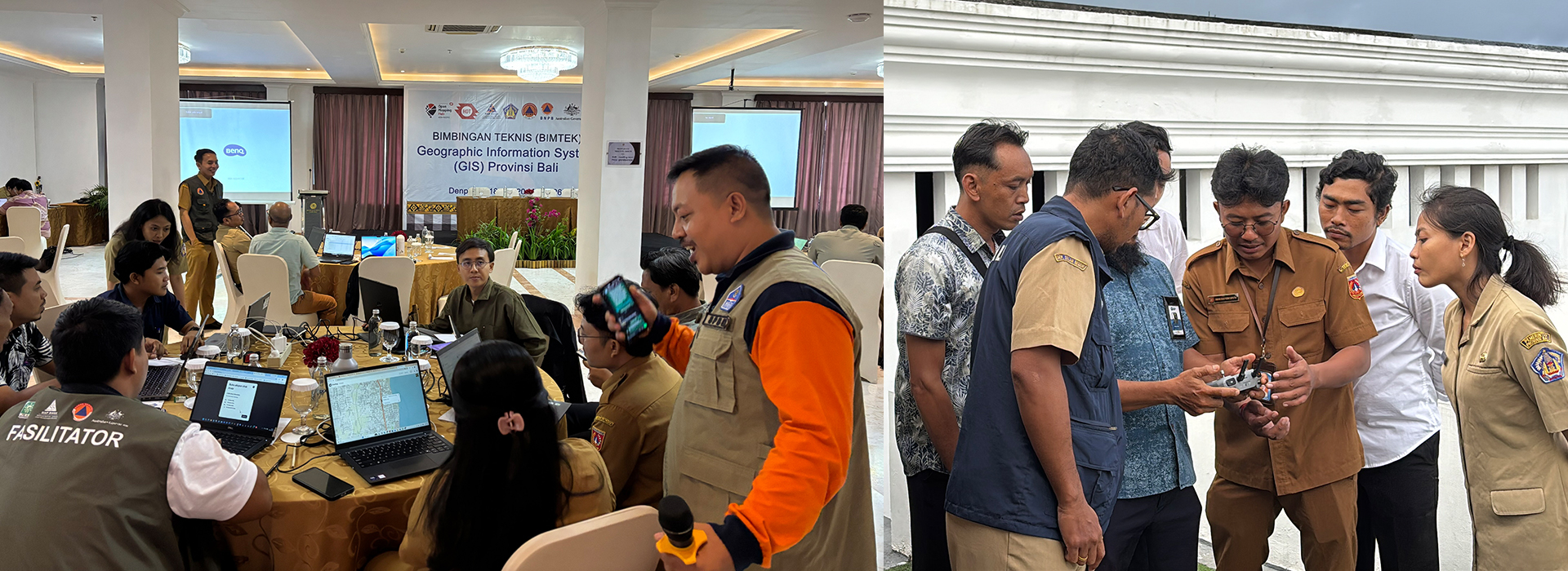 BPBD Karangasem facilitated sessions on HOT’s E2E tools during a provincial-level GIS training for disaster management agencies and other disaster actors across Bali (May 2026). | Photo: Diah Pramesti / SIAP SIAGA