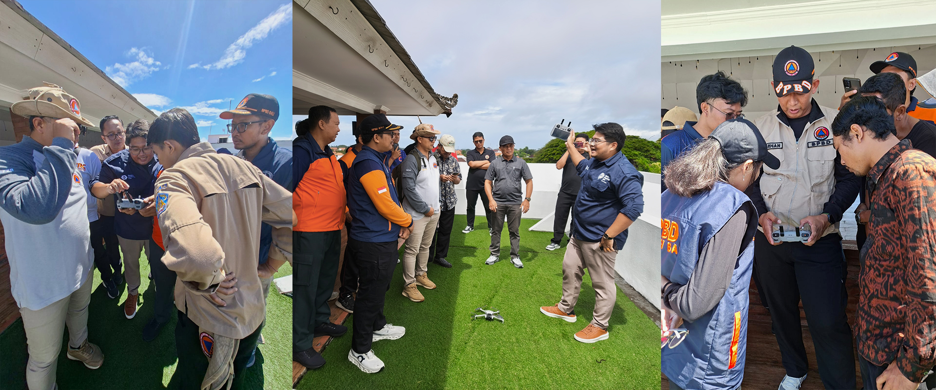 Participants worked in groups to capture aerial images following the flight plan they had set. | Photo: BPBD Bali