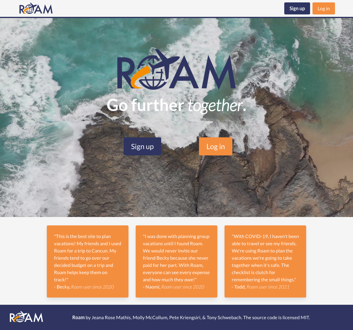 Roam Landing Page