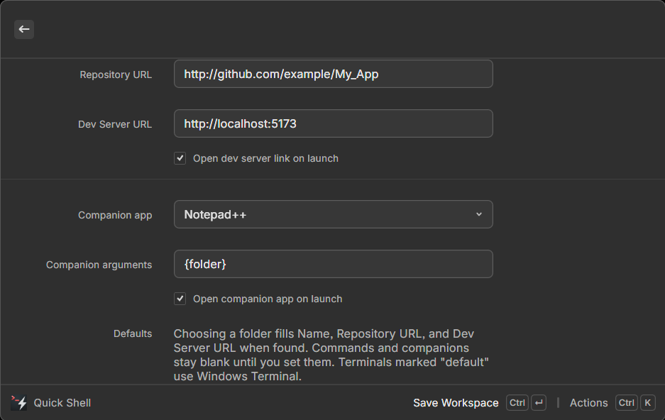 Raycast root search showing Quick Shell commands