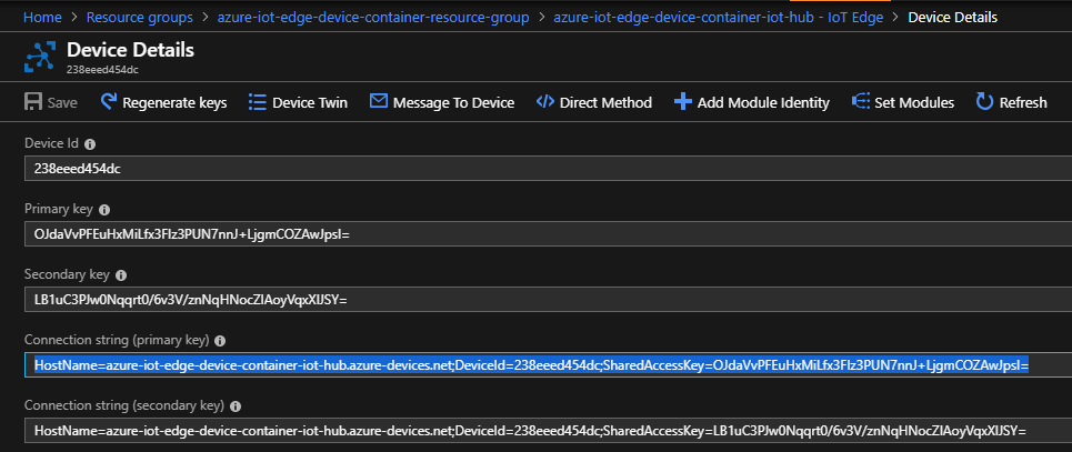 Edge Device Connection String