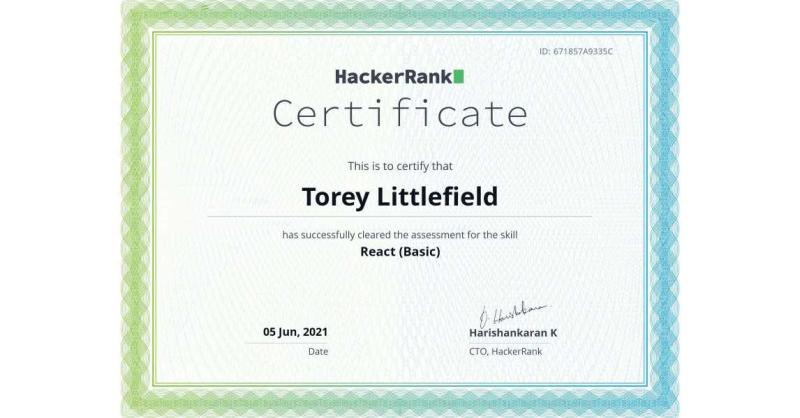 React Basic Certificate