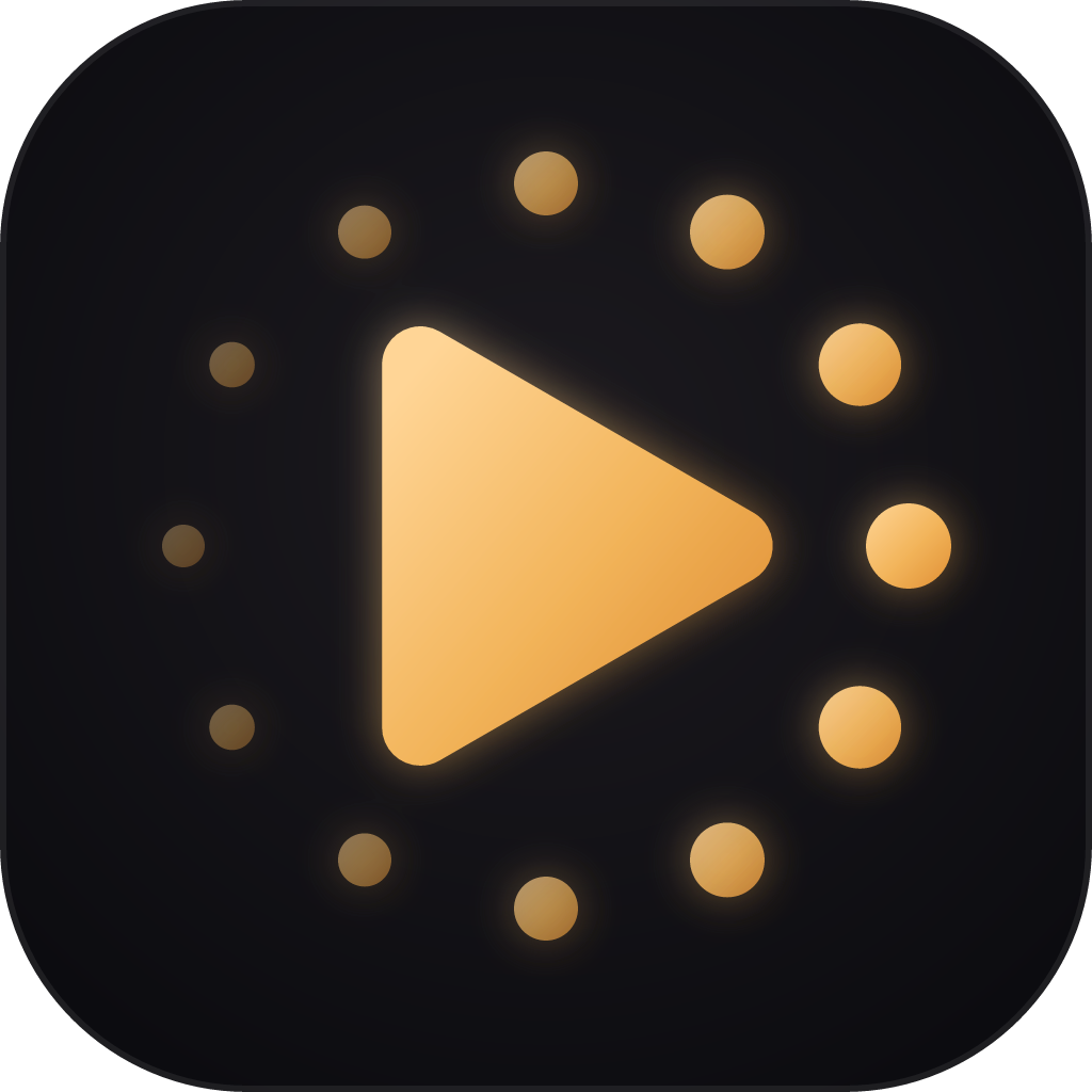 TorrentPlayer logo: a play button ringed by swarm peers