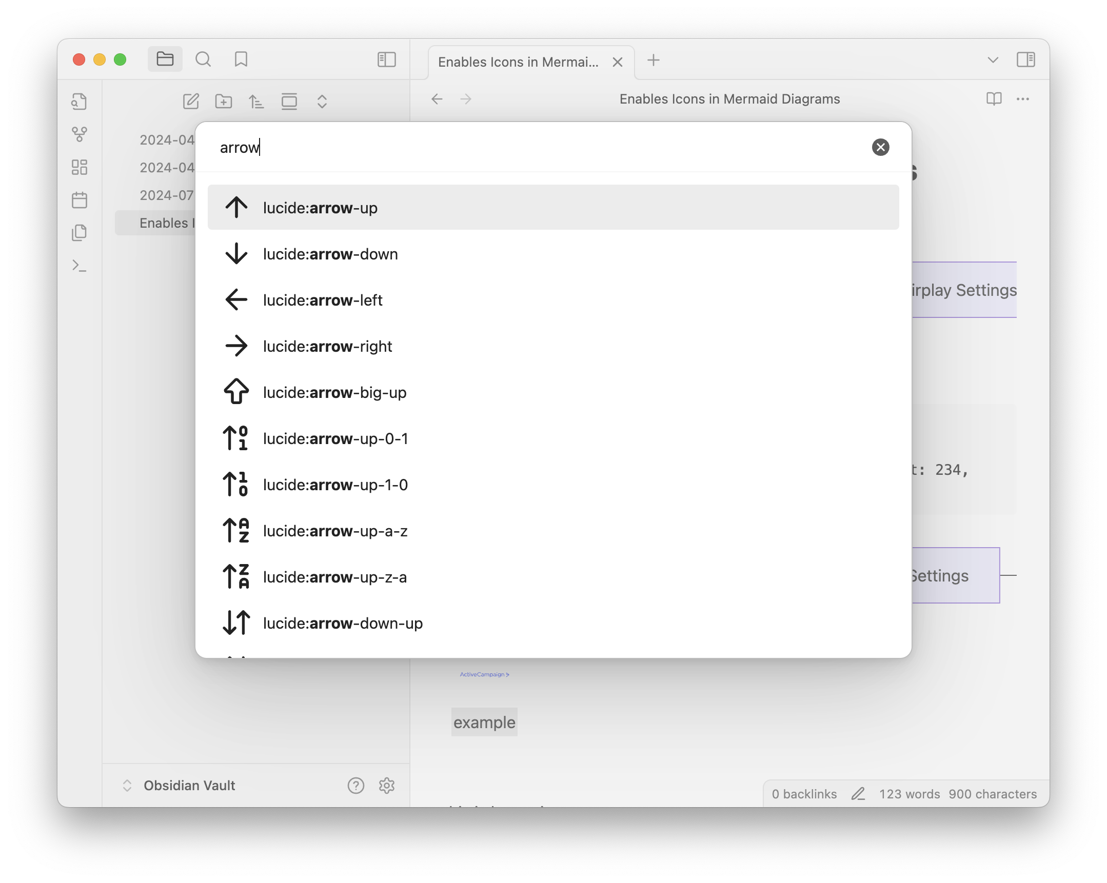 Fuzzy search modal