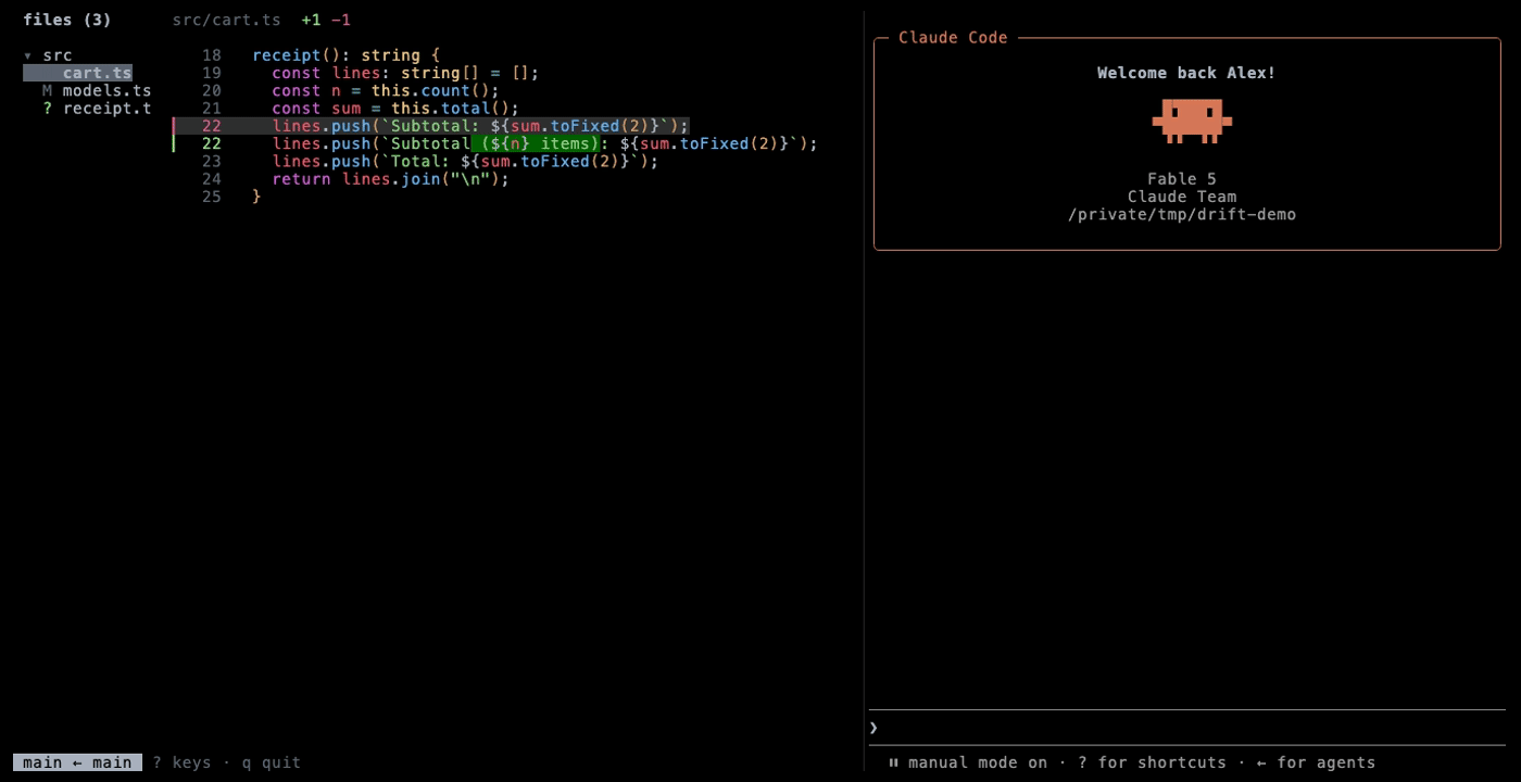 sending a selection from drift to Claude Code