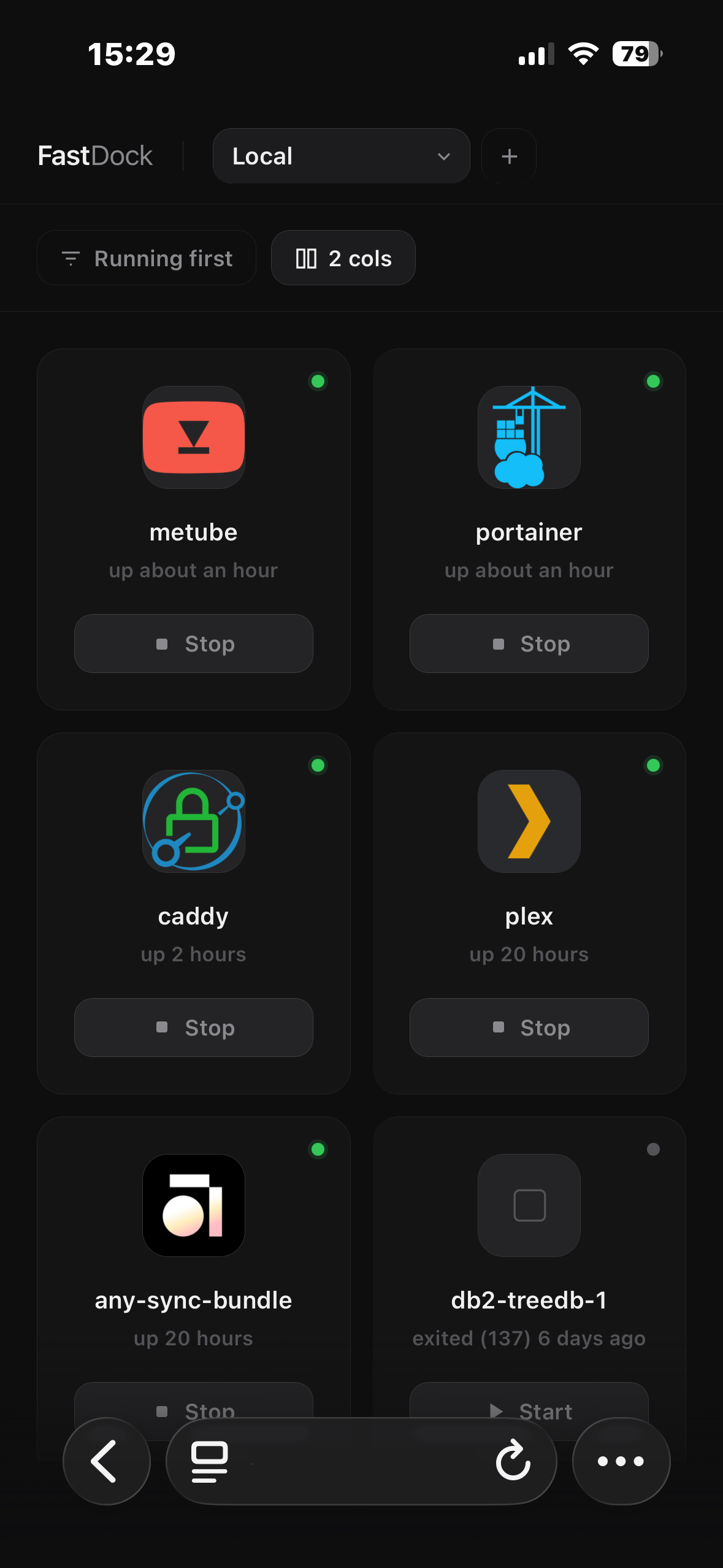 FastDock mobile interface