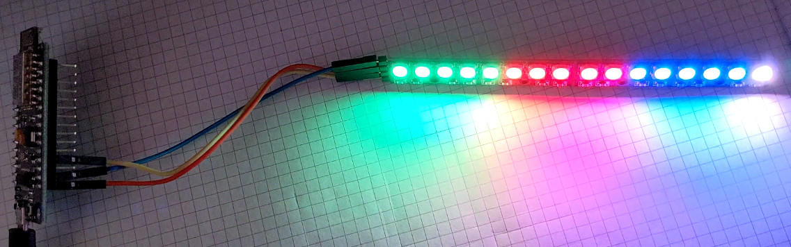 NodeMCU ESP8266 with 16 RGB LEDs