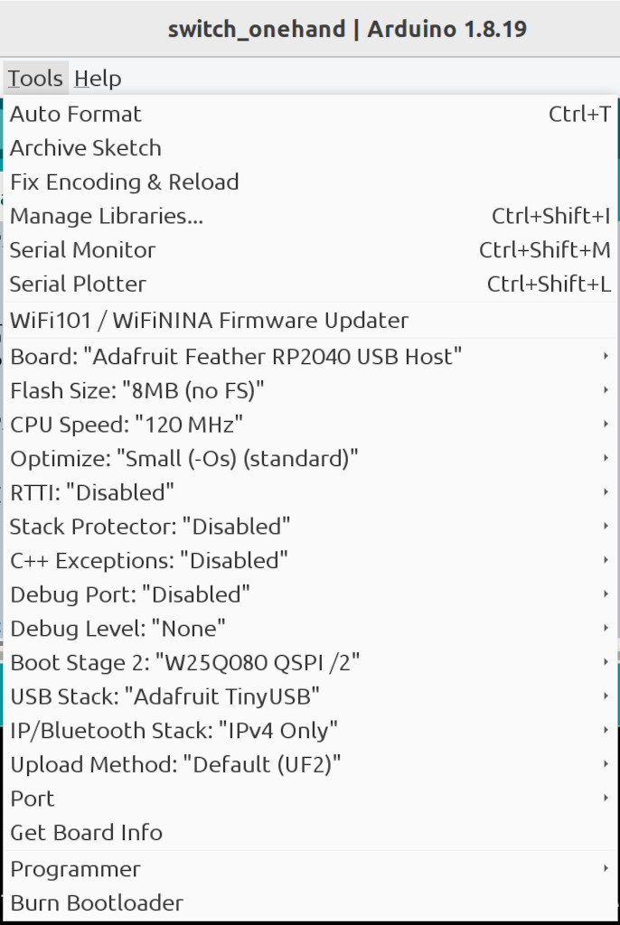 Arduino IDE build options