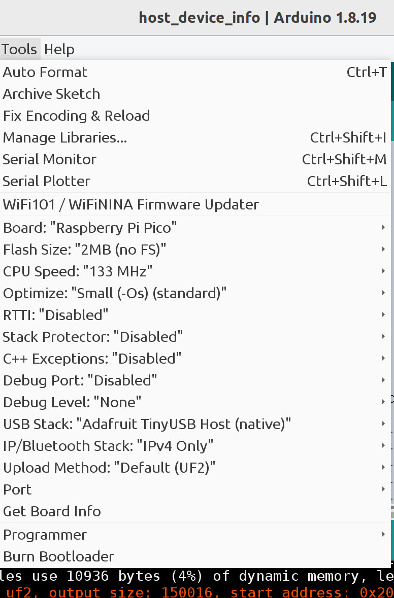 Arduino IDE build options