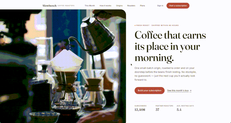 Coffee app home with OJO Skills