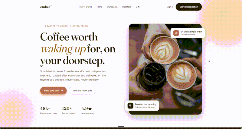 Coffee app home without OJO Skills