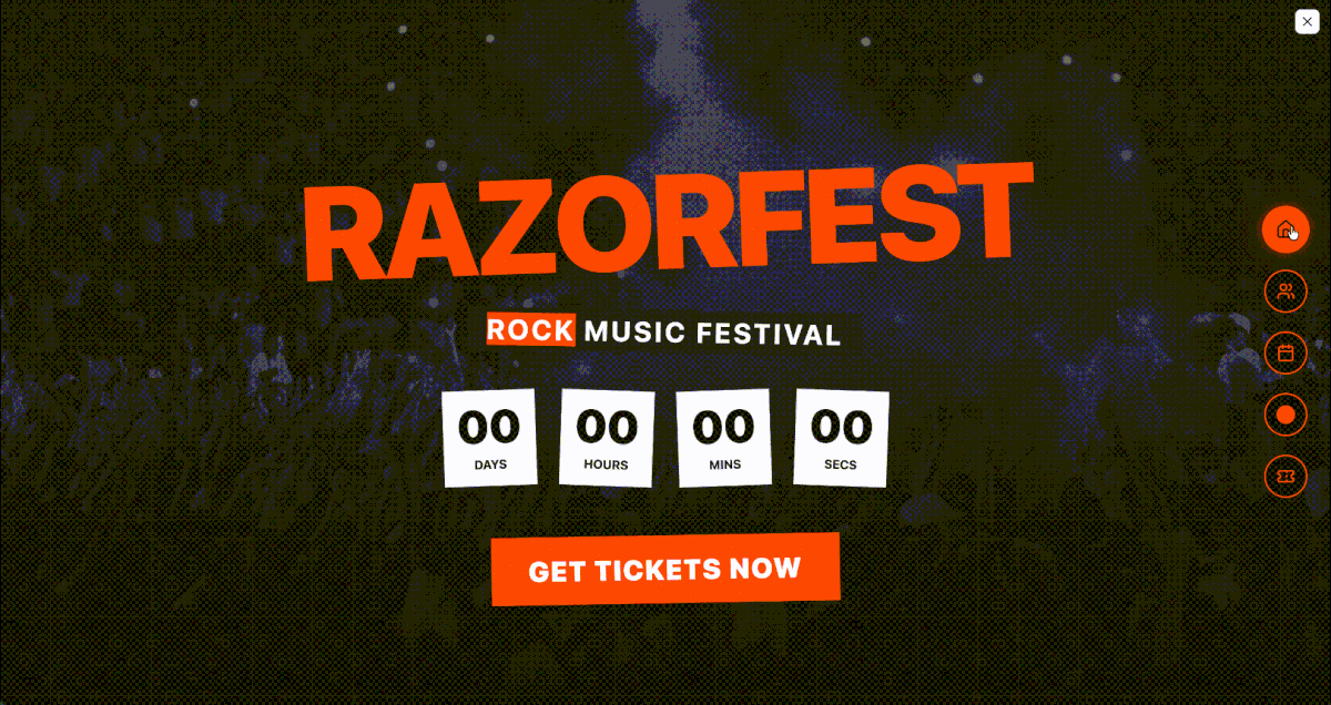 Rock festival landing page with OJO Skills