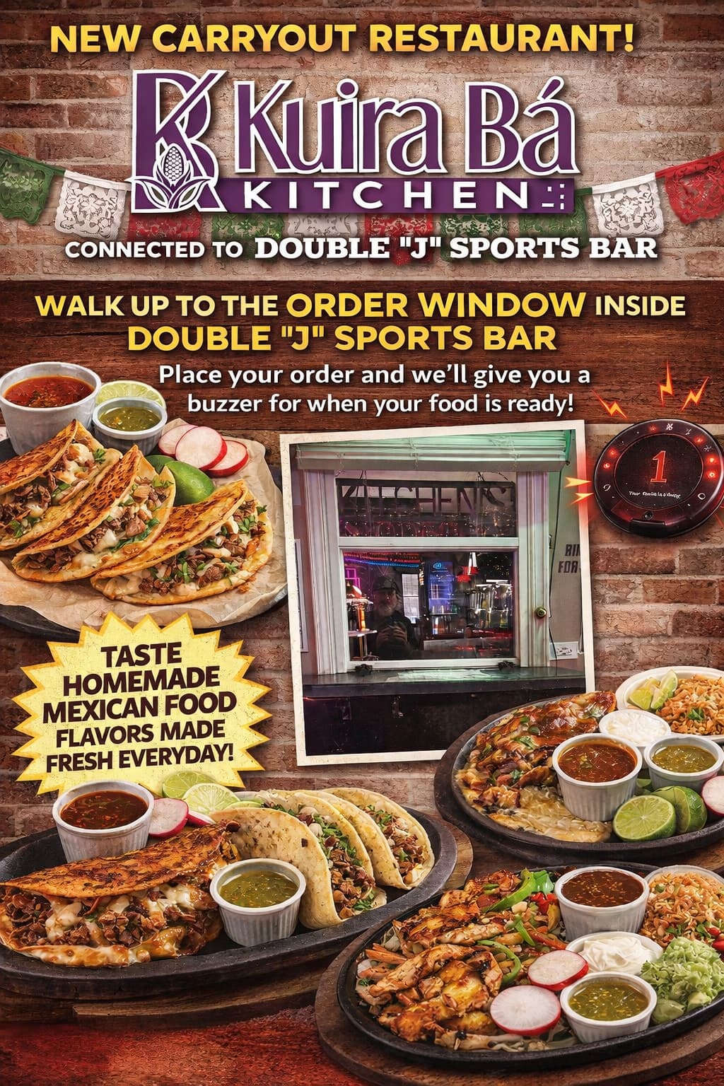 Kuira Bá Kitchen — Mexican food carryout connected to Double J Sports Bar at 1101 Essington Rd Joliet IL 60435