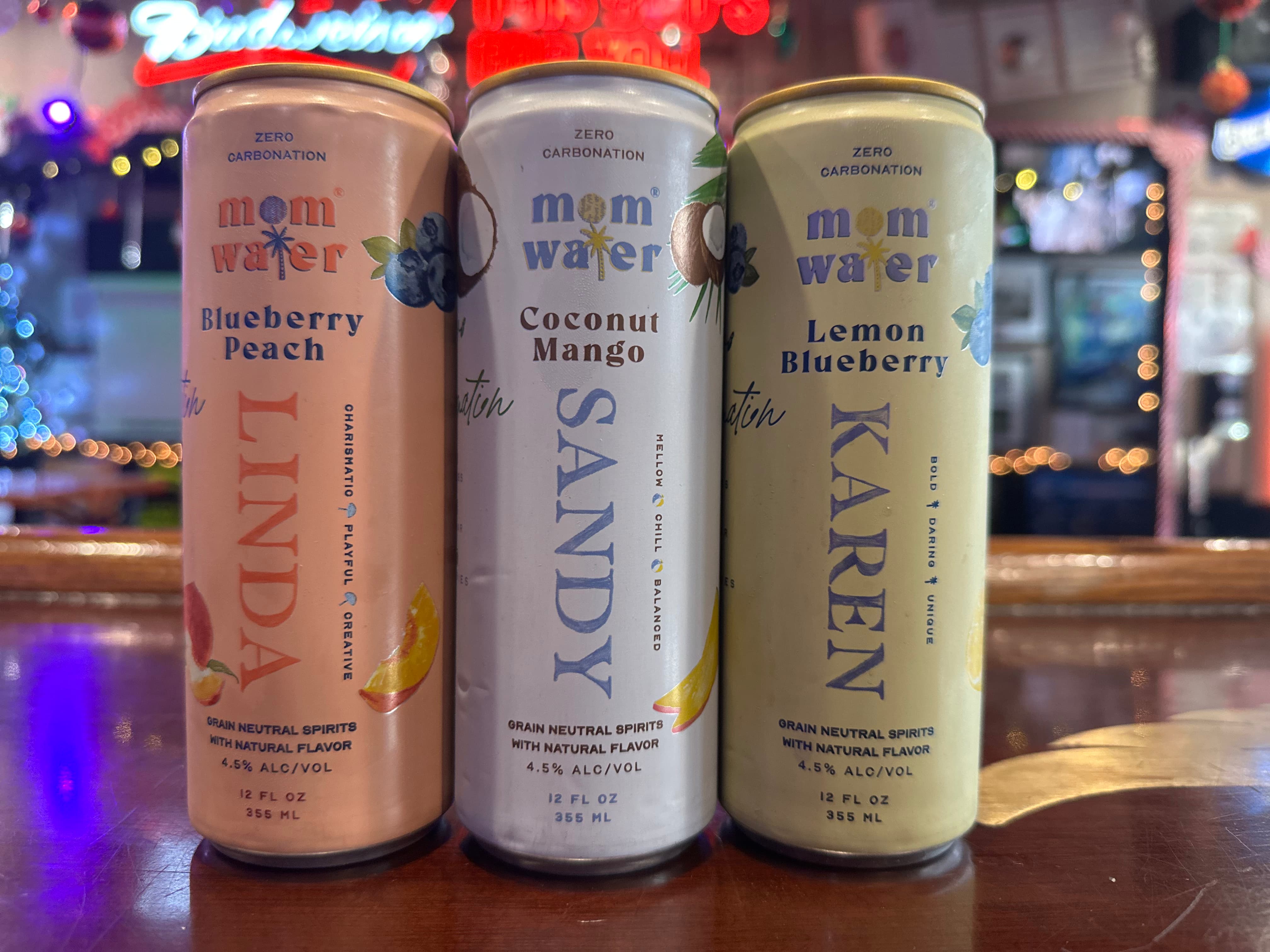 Mom Water sparkling water cans
