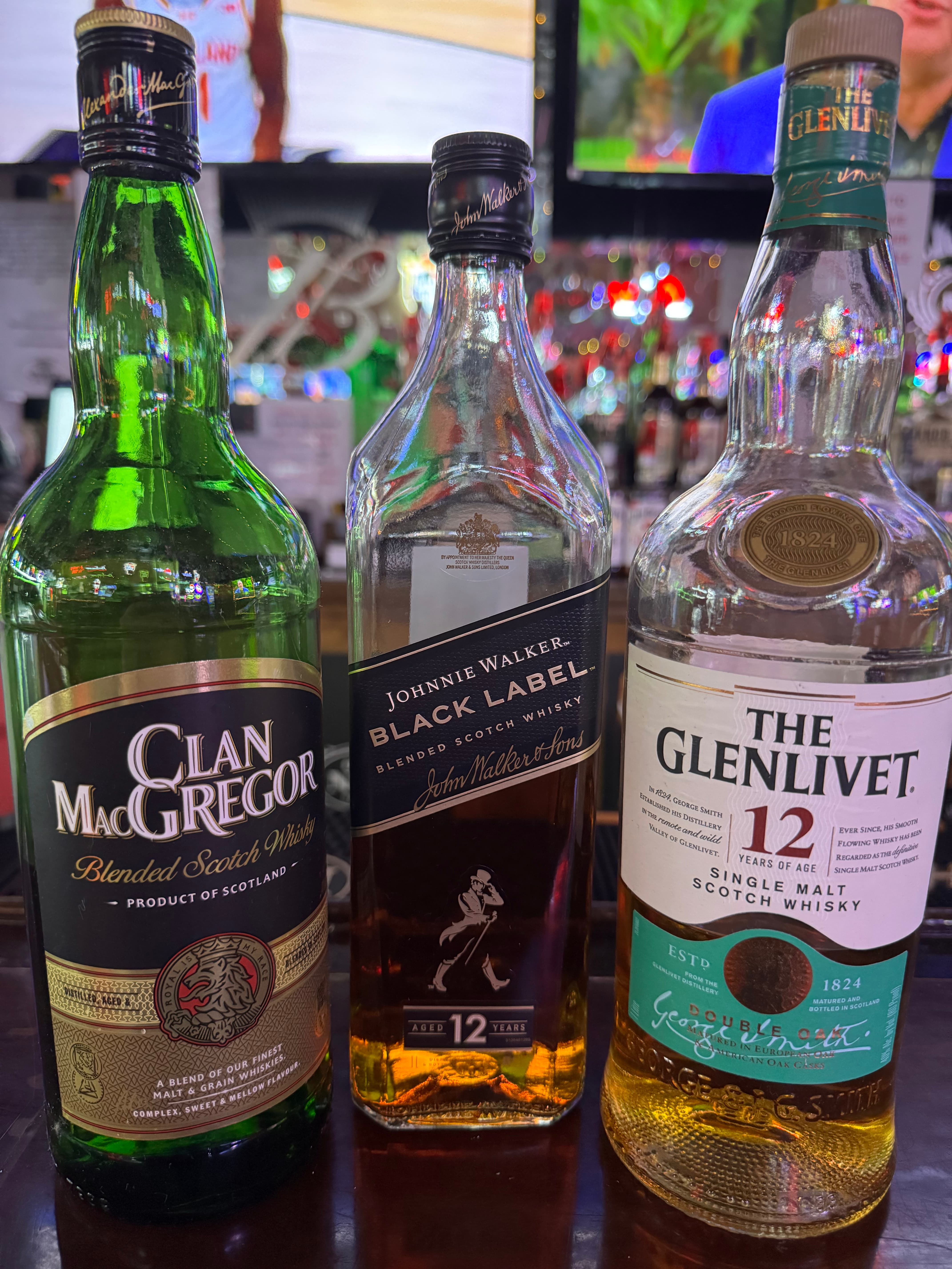 Johnnie Walker Glenlivet top shelf whiskey