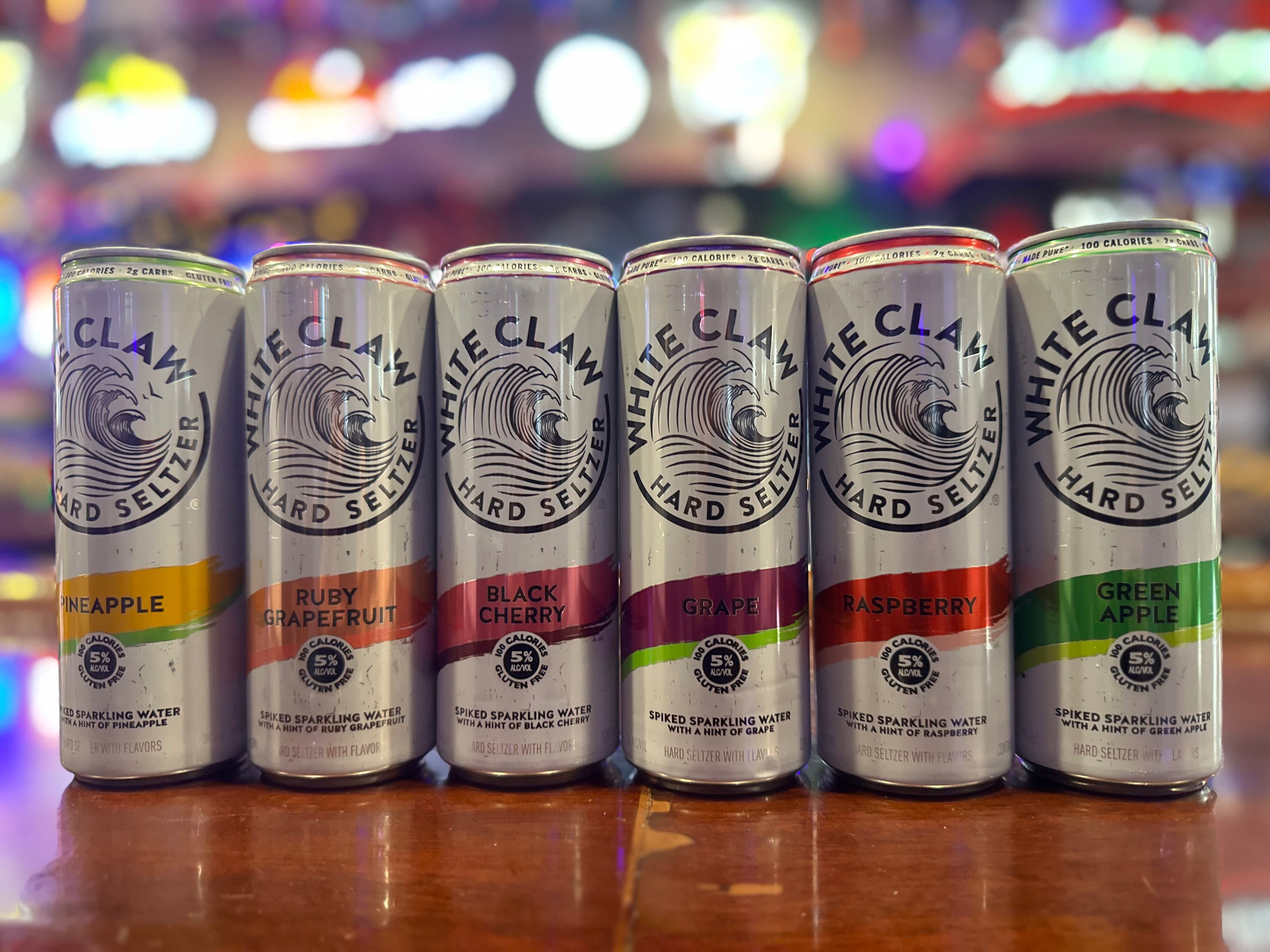 White Claw hard seltzer cans
