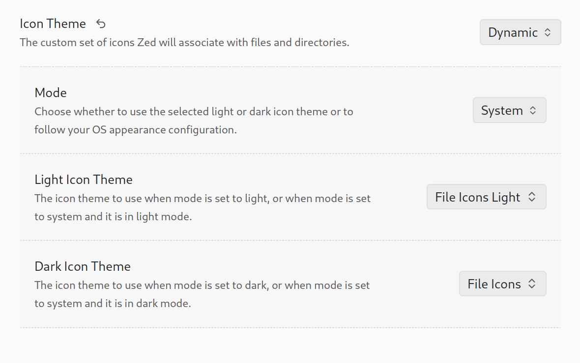 Configure Dynamic File Icons for Zed