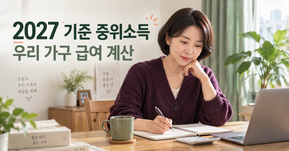 가구 급여 계산을 준비하며 예산 노트를 살펴보는 생성 장면
