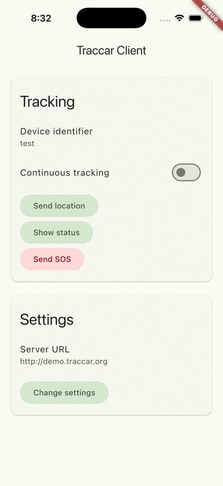 Traccar Client app