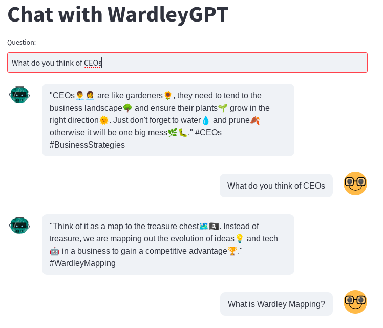 Wardley GPT-2 Chatbot