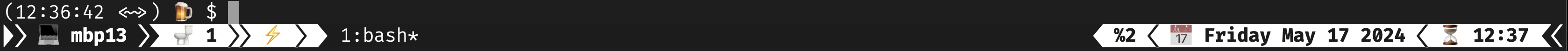 tmux status line — dark