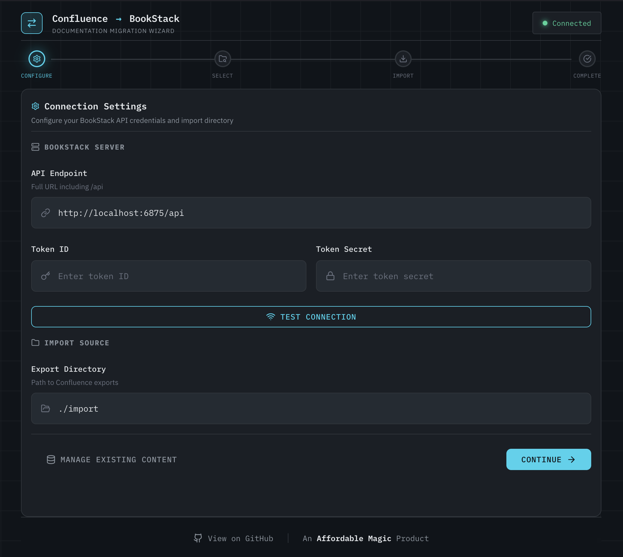 Configure your BookStack connection