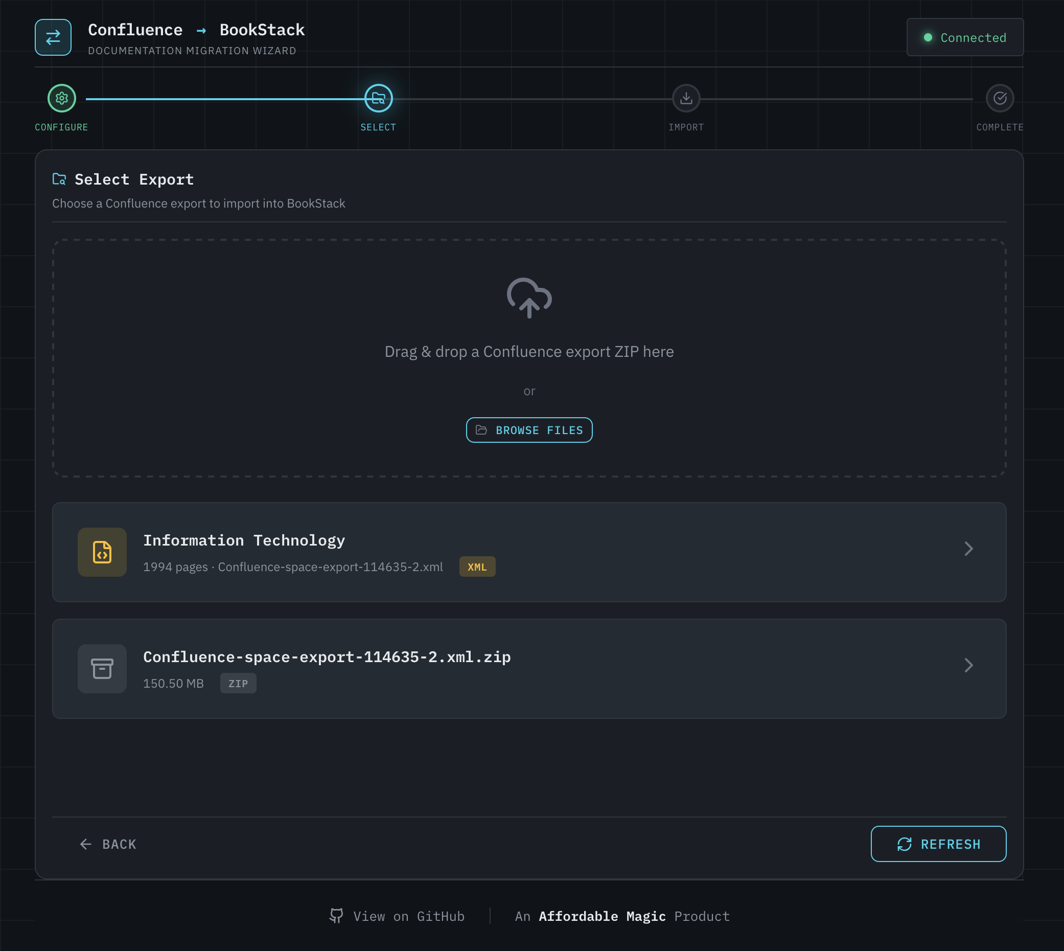 Select Confluence export