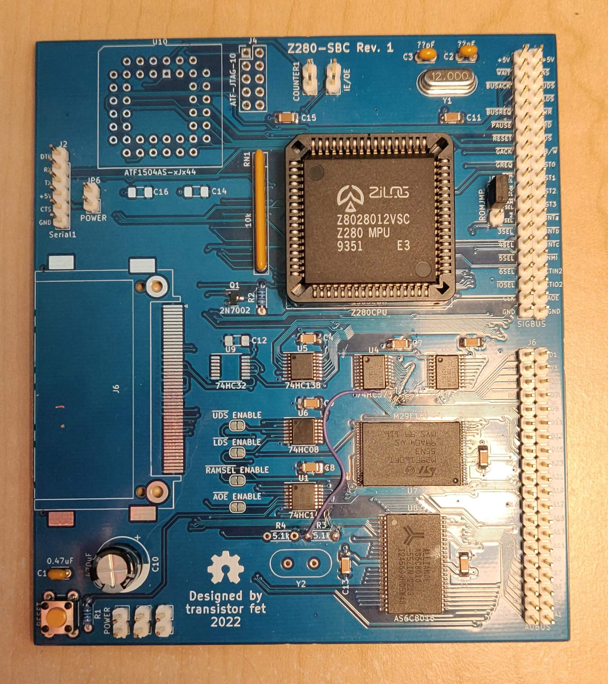 Z280-SBC Rev. 1 Assembled Board Top alt text