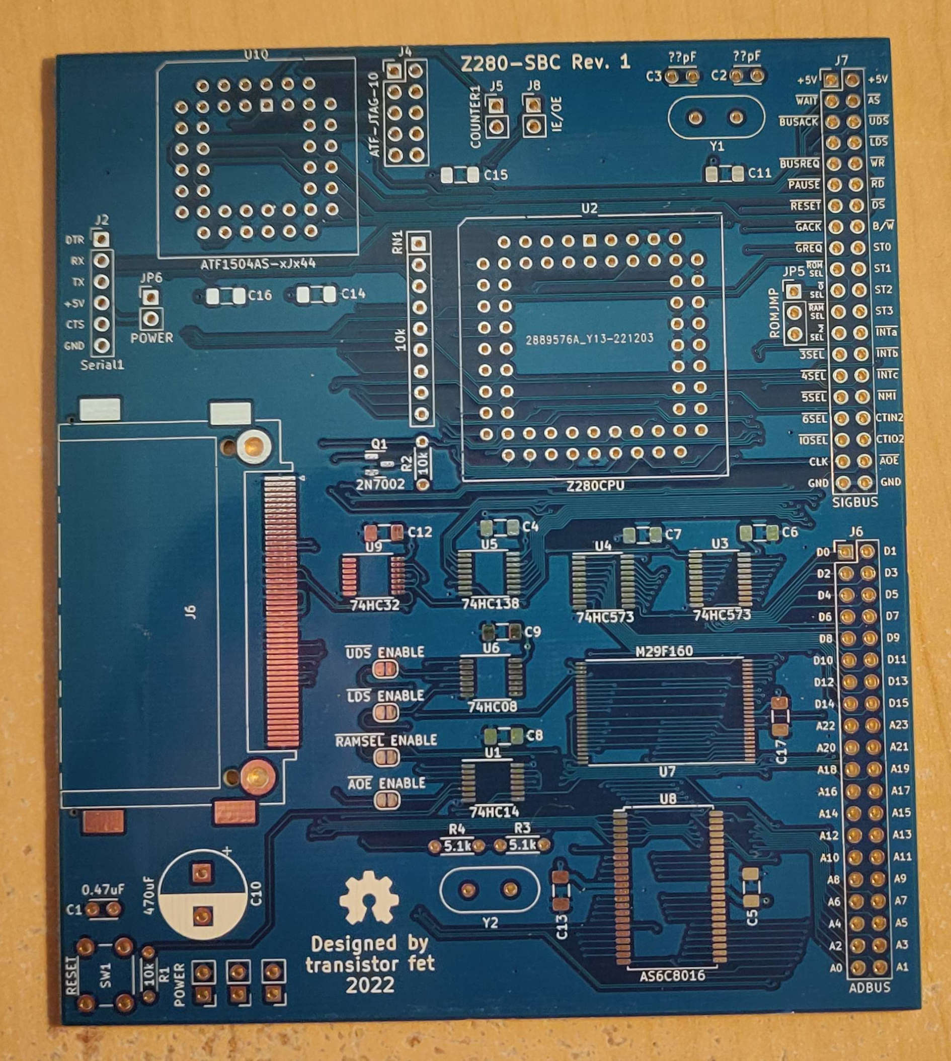 Z280-SBC Rev. 1 PCB Top alt text