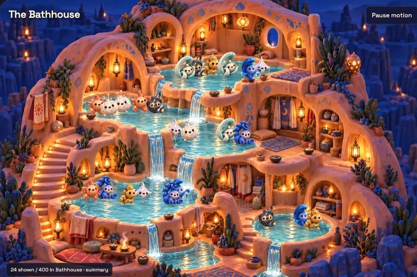 The Bathhouse with ceramic pools and waterfalls