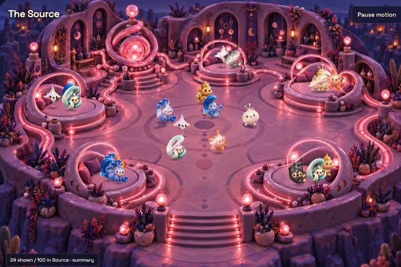 The Source with glowing coral conduits
