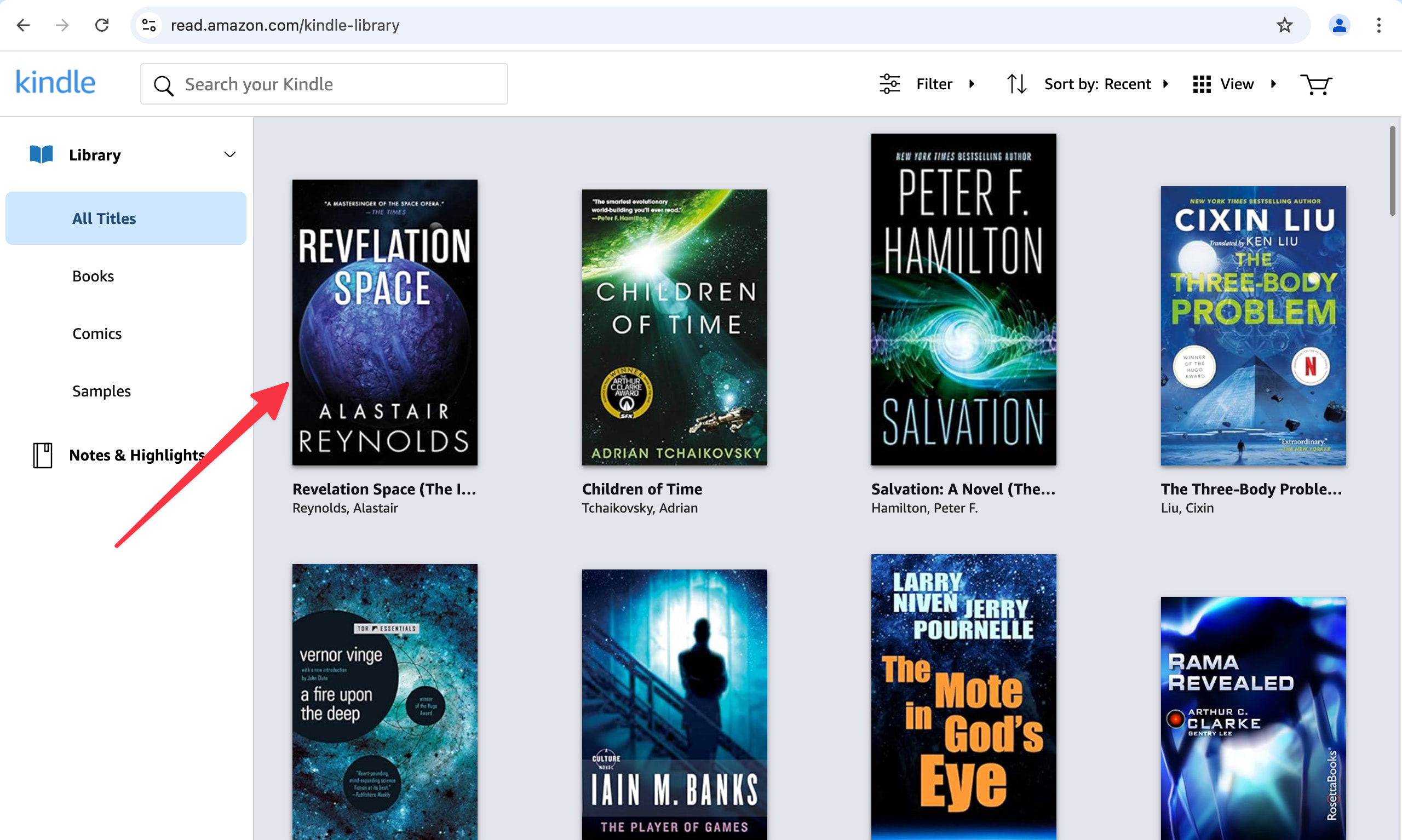Kindle web reader library