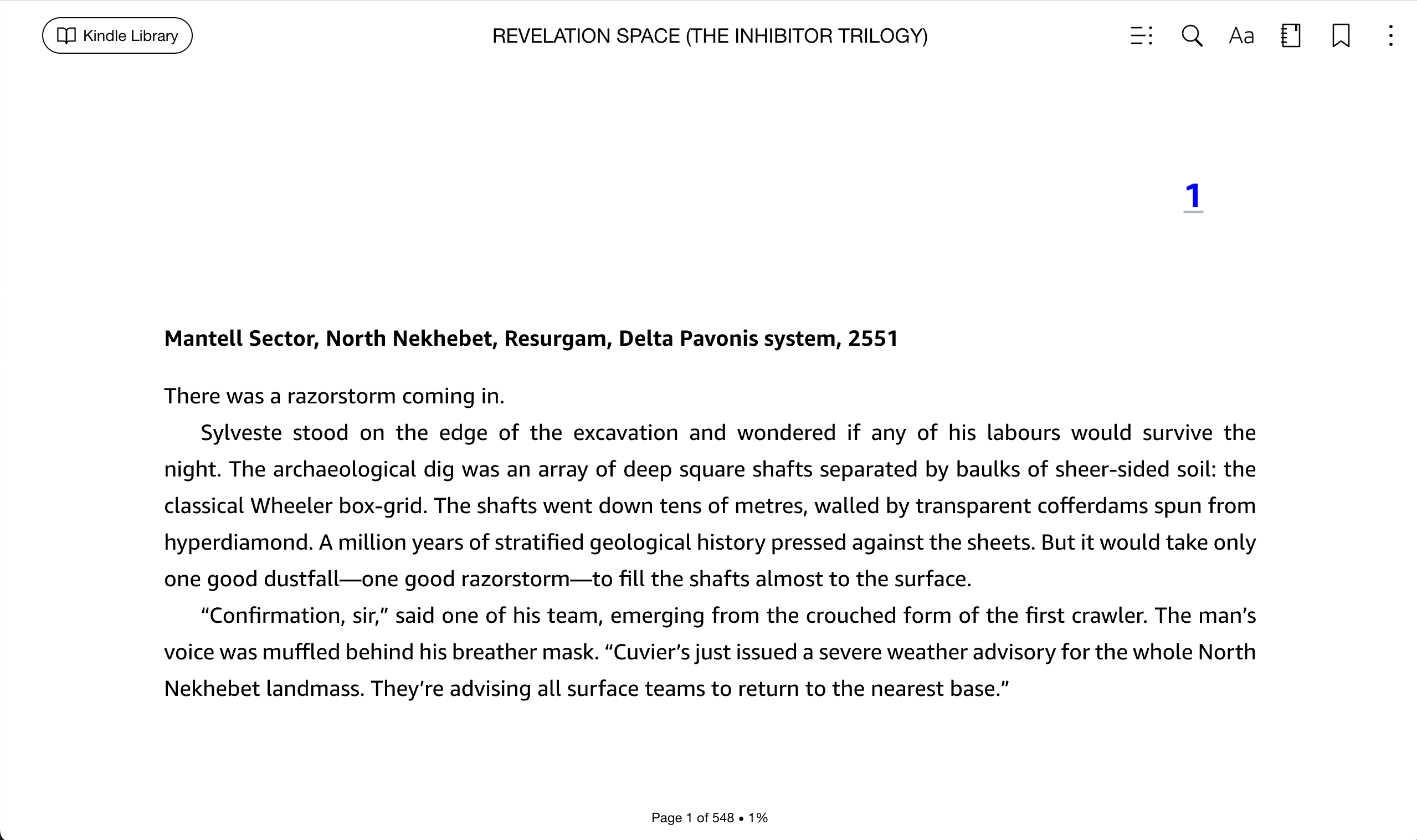 Kindle web reader page