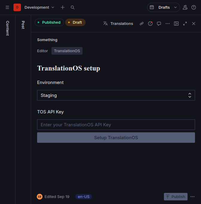 TOS authentication configuration