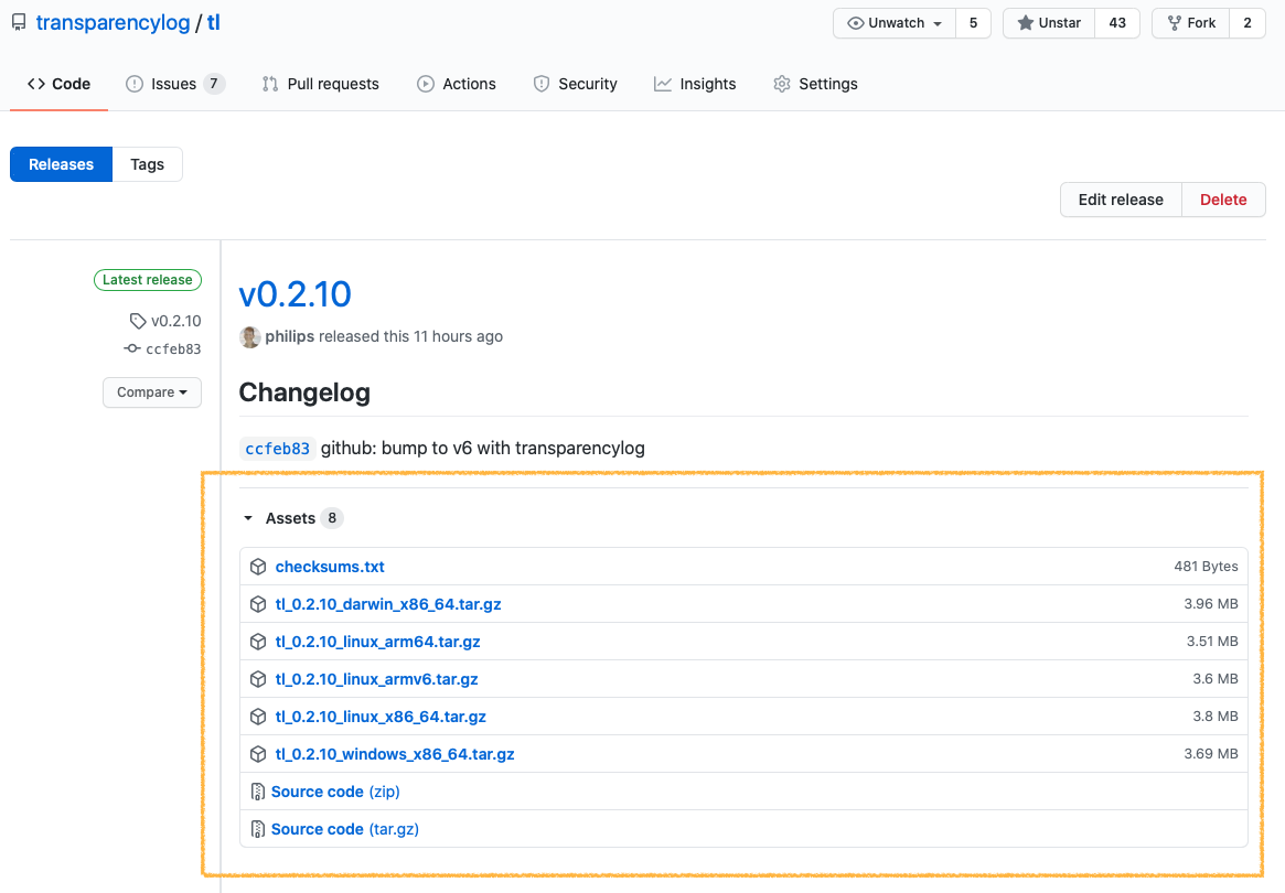 screenshot of https://github.com/transparencylog/tl/releases/tag/v0.2.10