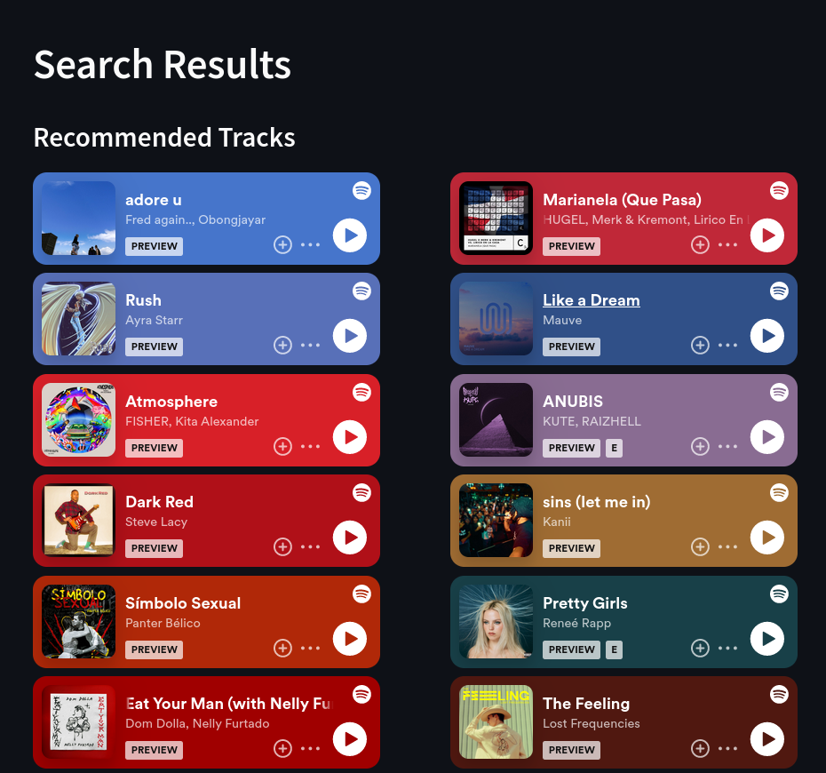 Recommended tracks picture