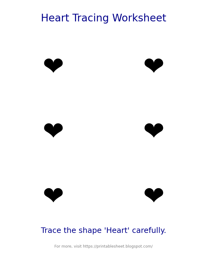 Free heart Tracing Worksheet for Kids