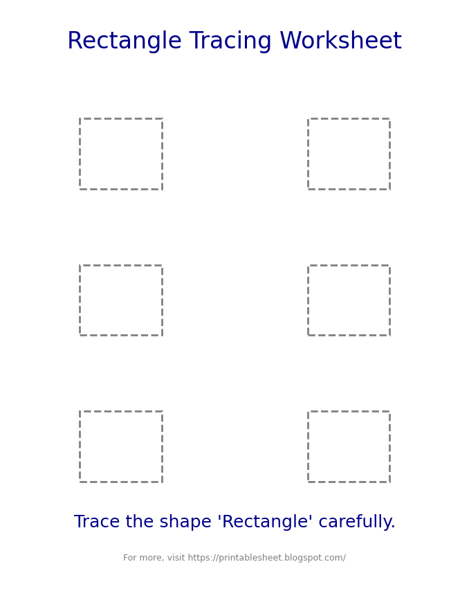 Free rectangle Tracing Worksheet for Kids