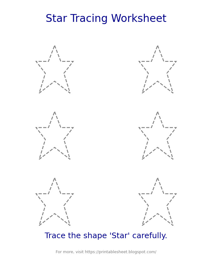 Free star Tracing Worksheet for Kids