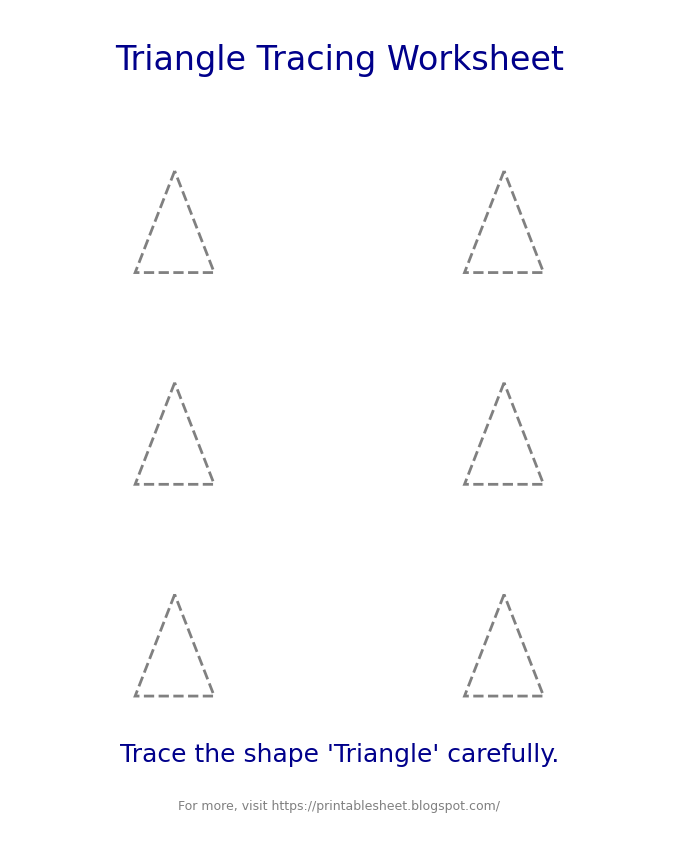 Free triangle Tracing Worksheet for Kids