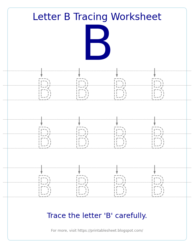 Free Letter B Tracing Worksheet for Kids