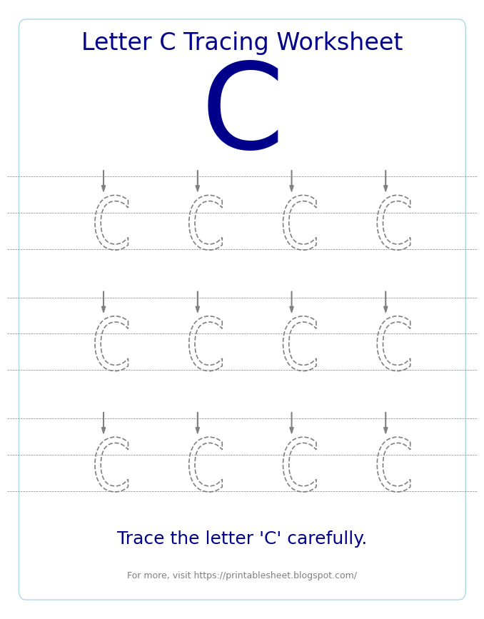 Free Letter C Tracing Worksheet for Kids