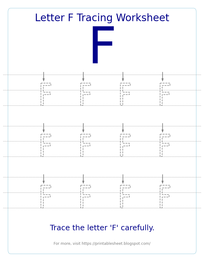 Free Letter F Tracing Worksheet for Kids