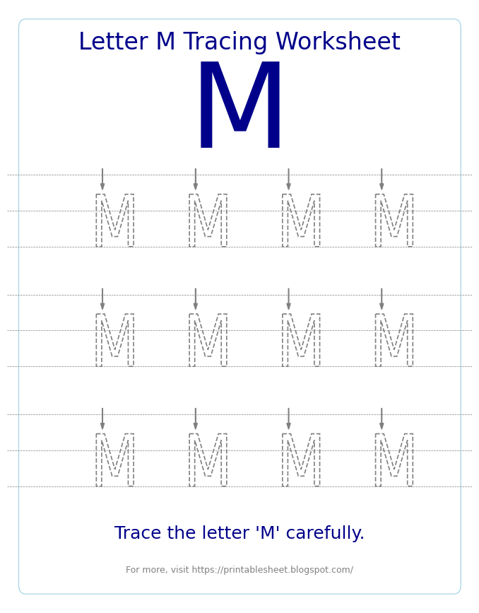 Free Letter M Tracing Worksheet for Kids