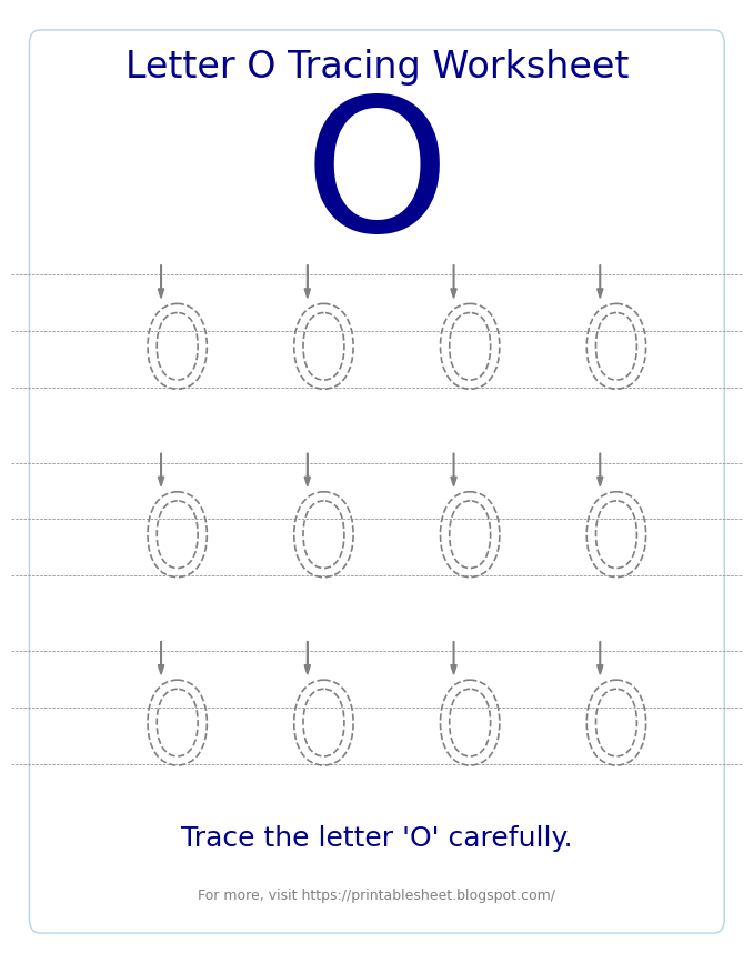Free Letter O Tracing Worksheet for Kids