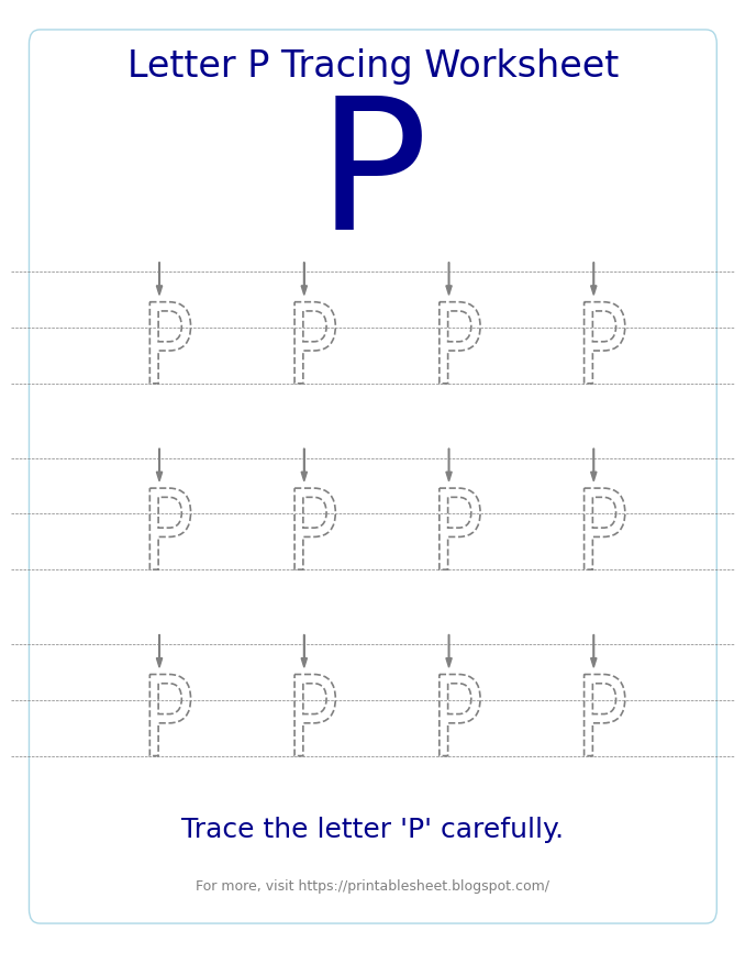 Free Letter P Tracing Worksheet for Kids