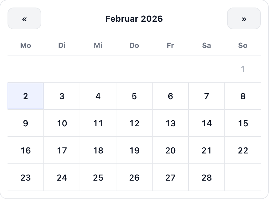Basic calendar screenshot