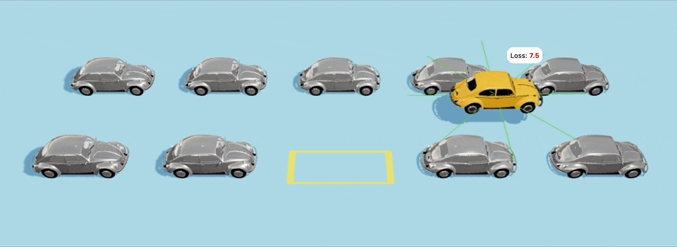 Self-parking cars at the beginning of the evolution