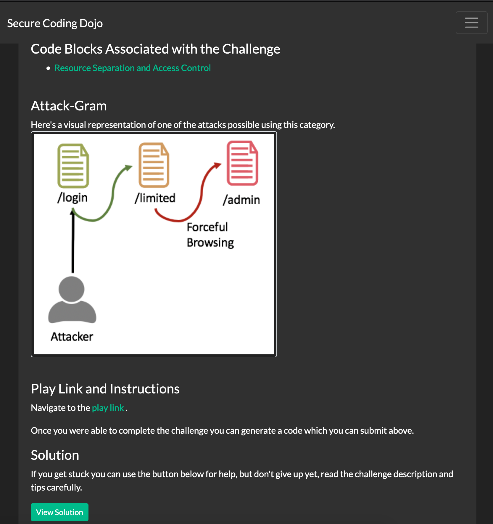 Secure Coding Dojo Training Portal Challenge Details